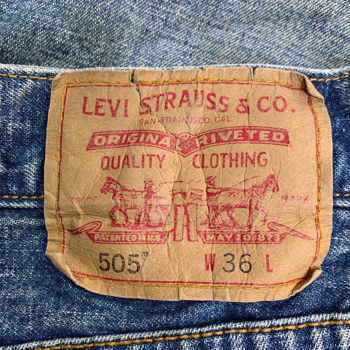 Levi's 505 デニム ショートパンツ W36 リーバイス レギュラーフィット ビッグサイズ ブルー コットン 古着卸 アメリカ仕入 2404-827_画像10