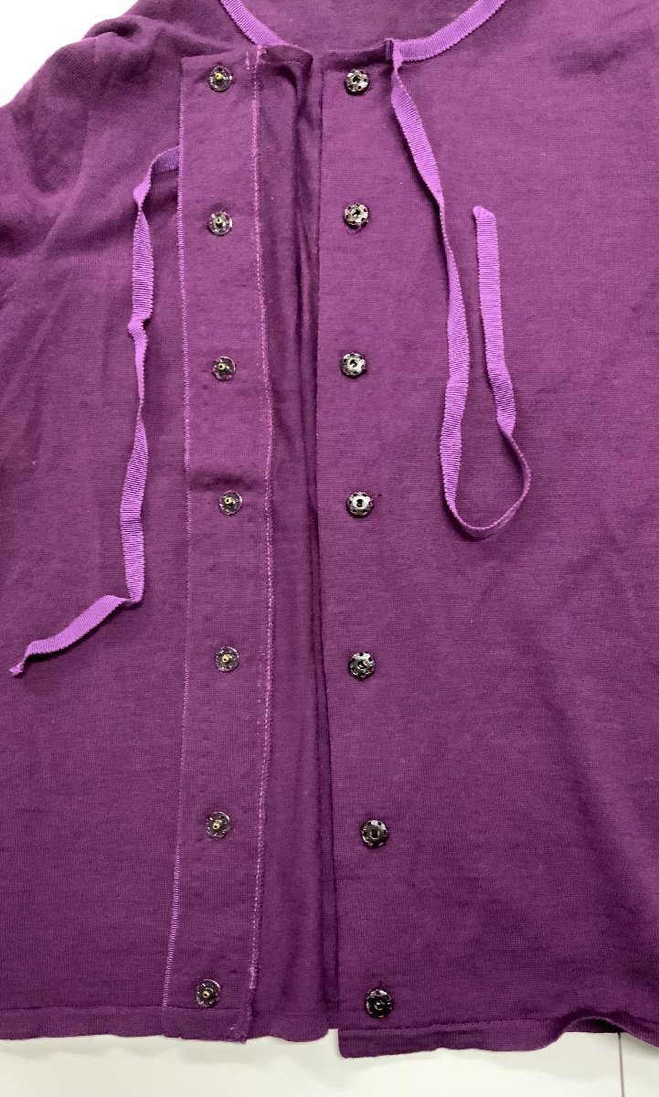 ALBERTA FERRETTI アルベルタフェレッティ カーディガン ヴァージン・ウール100% 紫色 イタリア製 Sサイズ 古着の画像3
