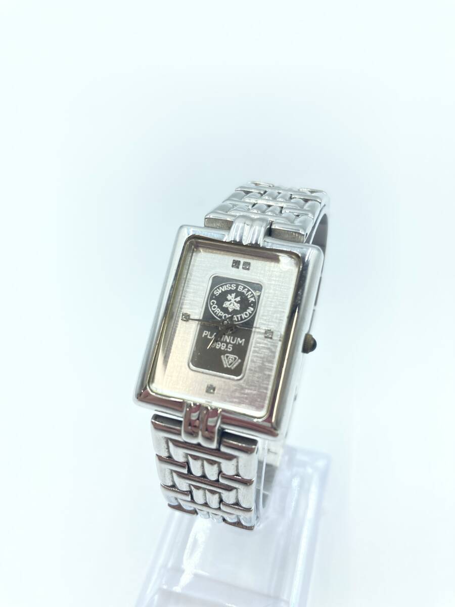 【60】 動作確認済み ELGIN 腕時計 スイスバンク 999.5 PLATINUM BAR1g クォーツ レディース シンプル時計 の画像1