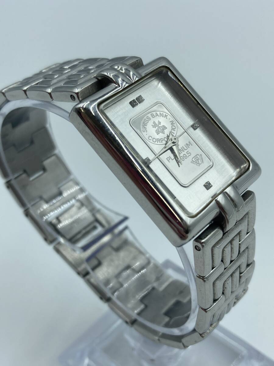 【60】 動作確認済み ELGIN 腕時計 スイスバンク 999.5 PLATINUM BAR1g クォーツ レディース シンプル時計 の画像6