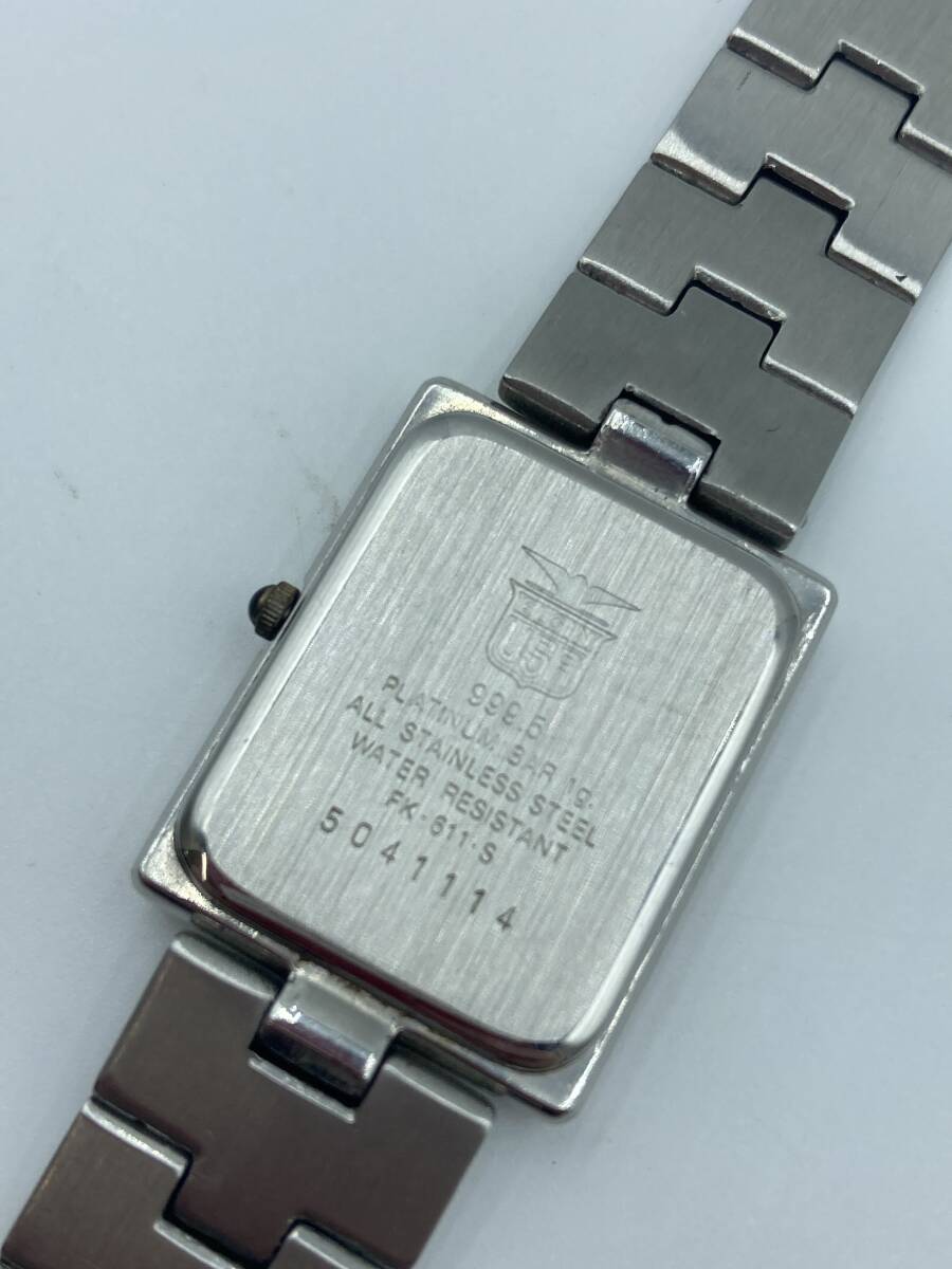 【60】 動作確認済み ELGIN 腕時計 スイスバンク 999.5 PLATINUM BAR1g クォーツ レディース シンプル時計 の画像8