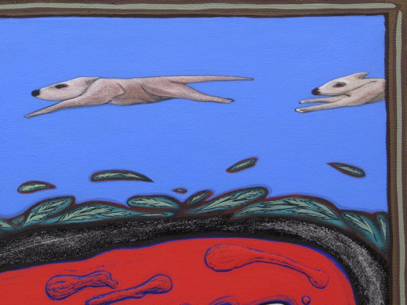 【GINZA絵画館】安達博文 １０号・翔ぶ犬・人気の犬・実力作家１点もの・楽しめます！ K47Y5U6P7K4G1Hの画像6