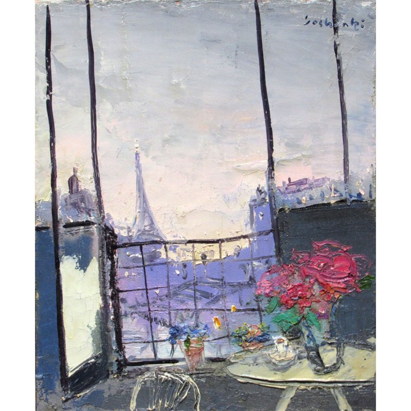 【GINZA絵画館】松井ヨシアキ 油絵８号「パリの窓」日動個展出品作・２００６年・人気作家１点もの KY83Q9R0T4U7P6Bの画像3