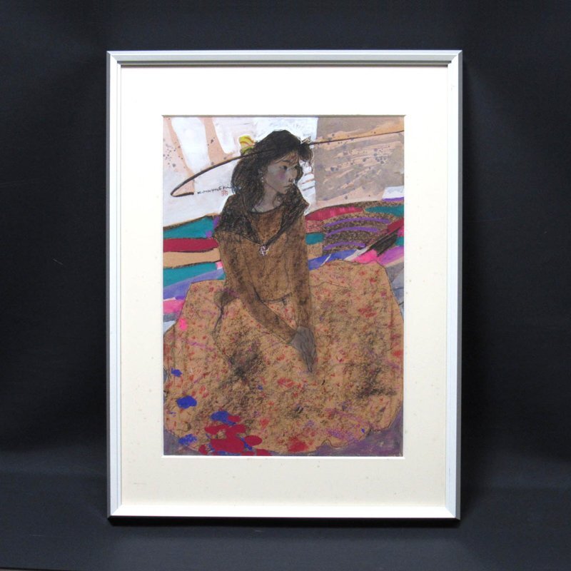 【GINZA絵画館】林 清納 パステル画１０号・女性像・実力作家１点もの K41L8B7X5E2Yの画像2