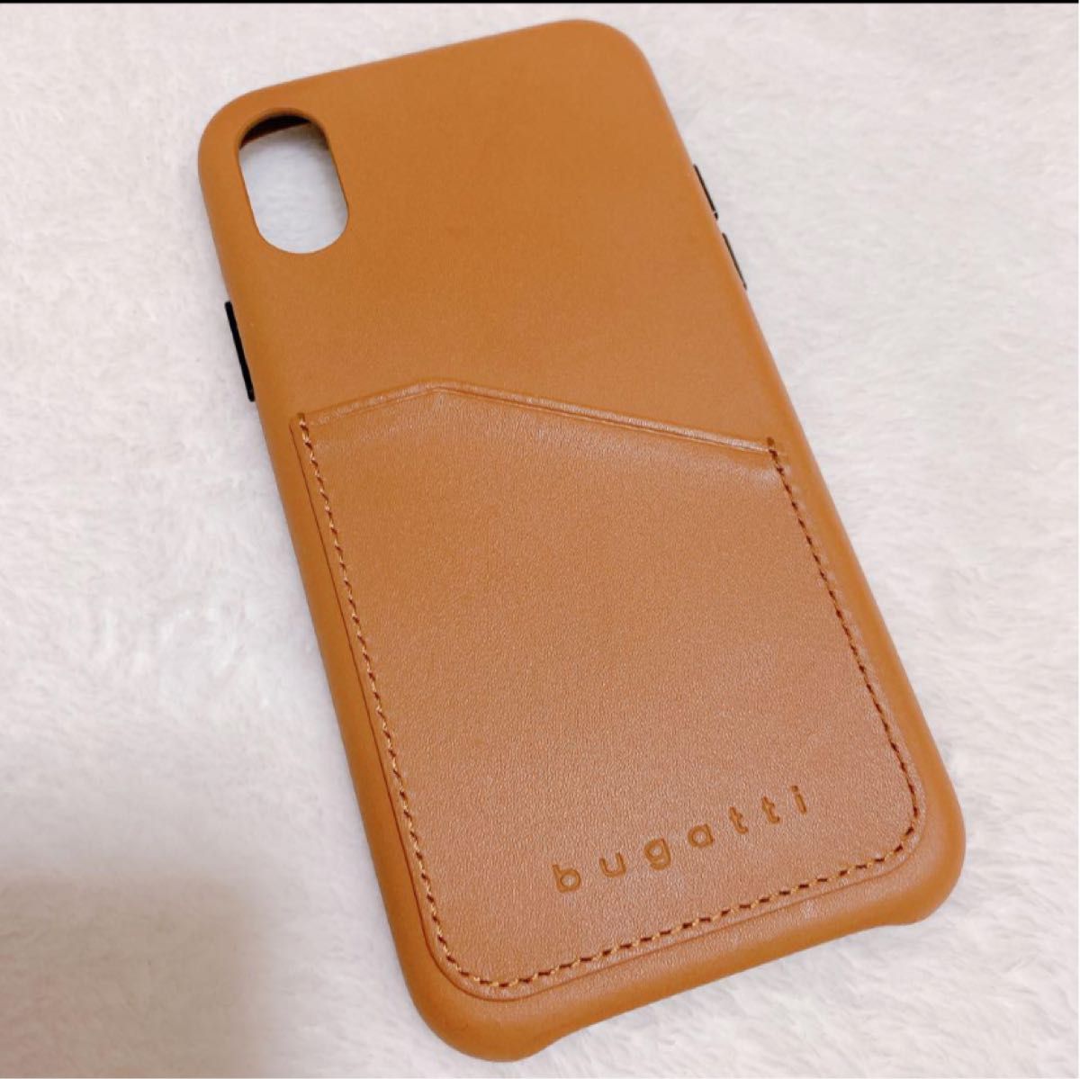 【bugatti】 iPhoneX XSケース 本革 牛革  レザーカバー ブラウン