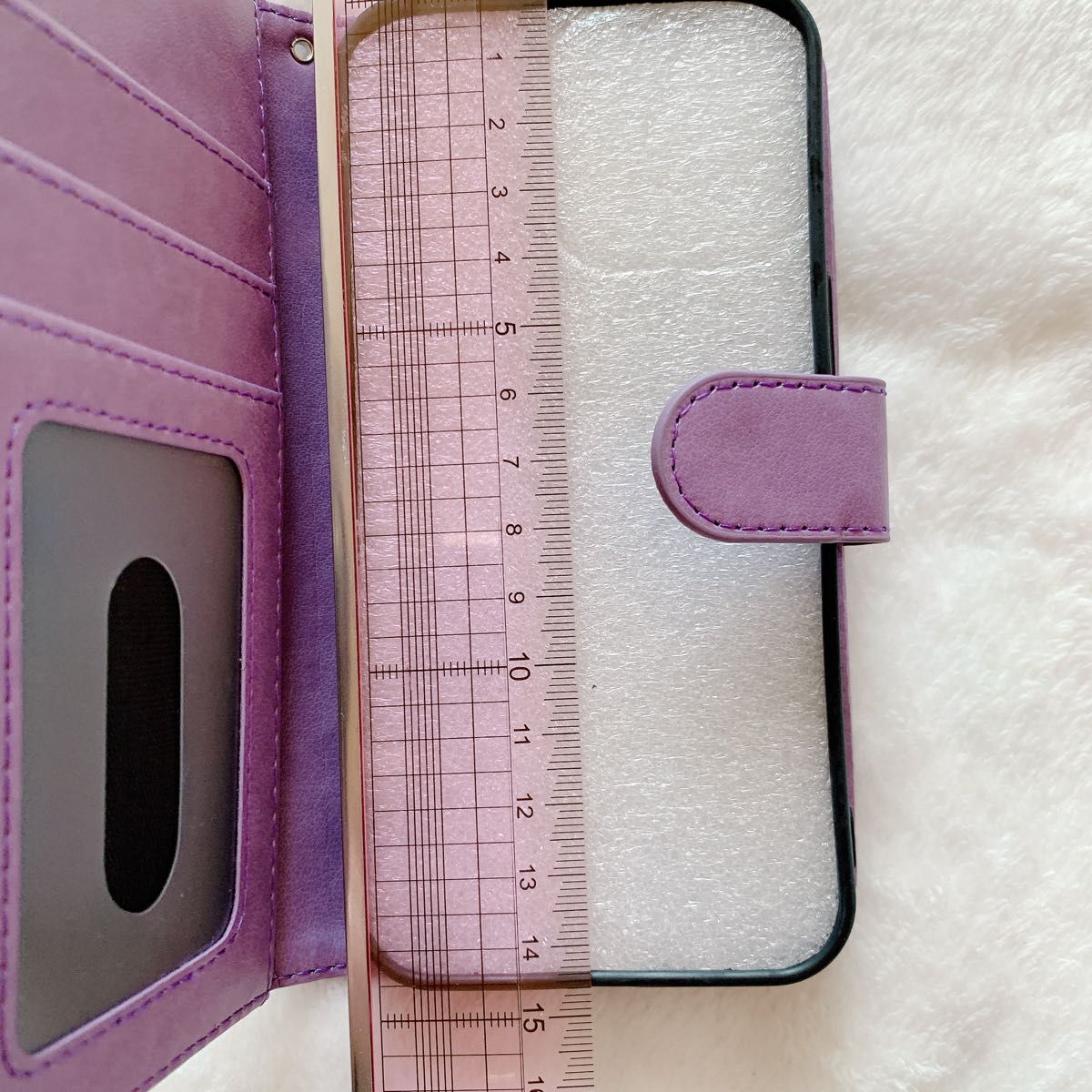 iPhone 13 Pro 手帳型 財布型 カバー ケース ストラップ付き カード収納 パープル