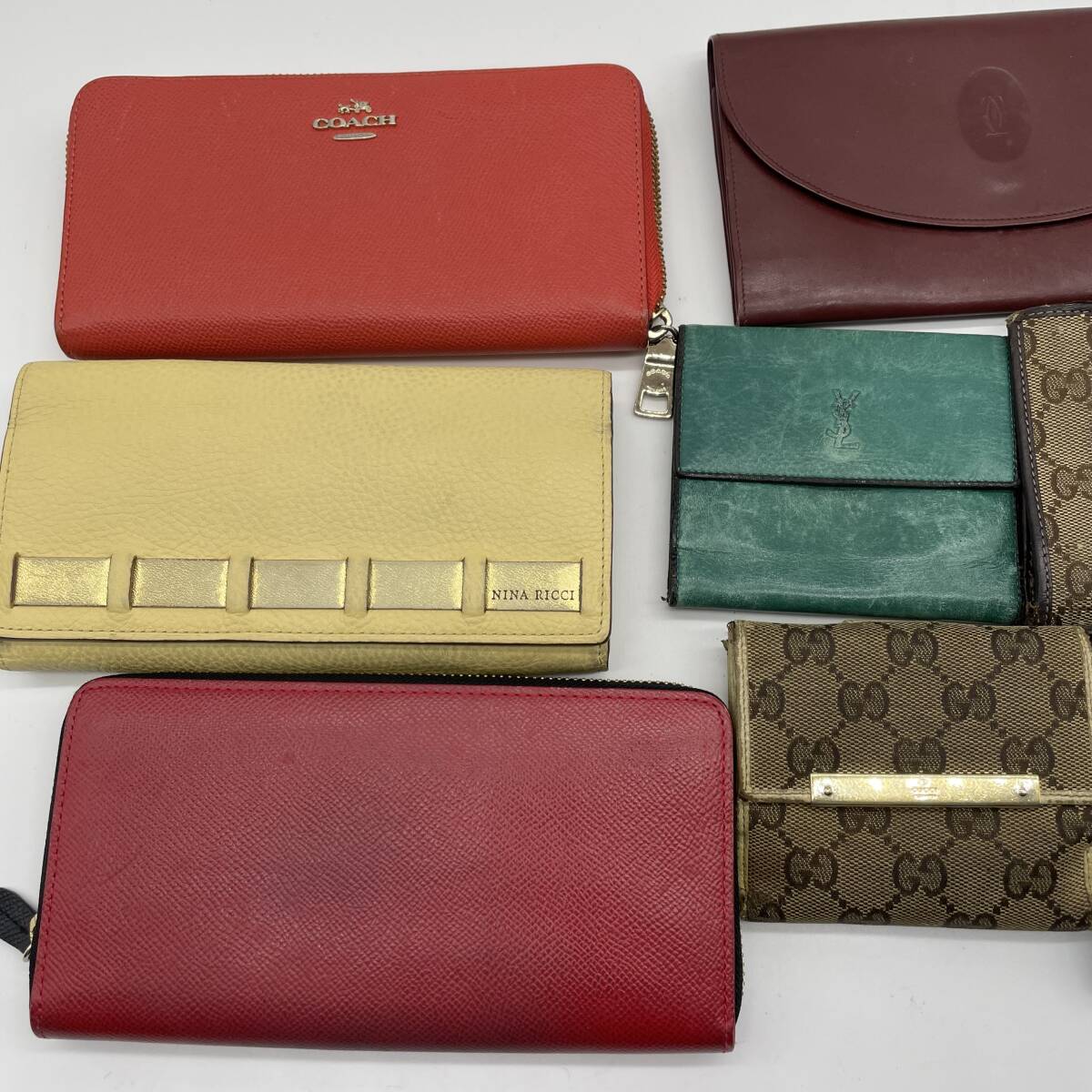 グッチ FENDI カルティエ など【 10点 まとめ セット 】GUCCI フェンディ Cartier コーチ COACH 長財布 小物 大量 レザー ジャンク _画像4