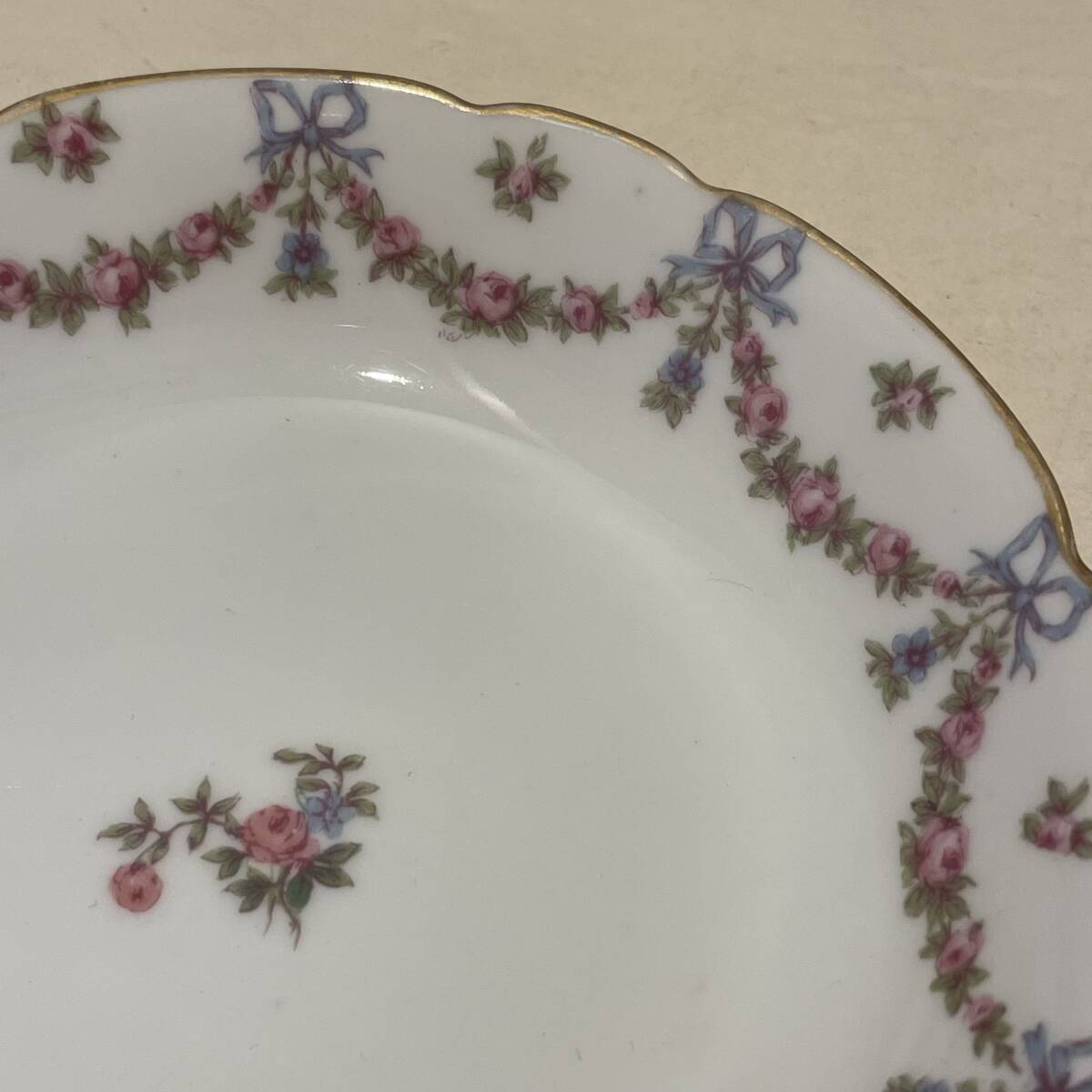  France .. city Limo -ju pin Crows ribbon Galland rose flower plate plate fruit bowl Galland 