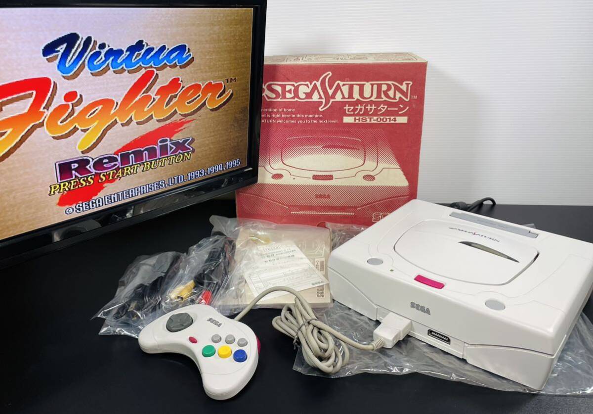 美品 動作品 SS SEGA SATURN セガサターン HST-0014 HST-3220 白 ホワイトサターン セット レトロゲームの画像1