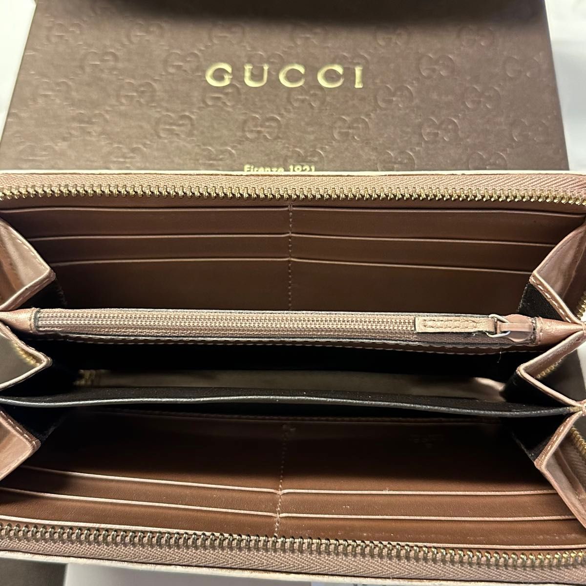 超良品！ グッチ GUCCI 財布 長財布 シマレザー GG金具 ラウンドファスナー