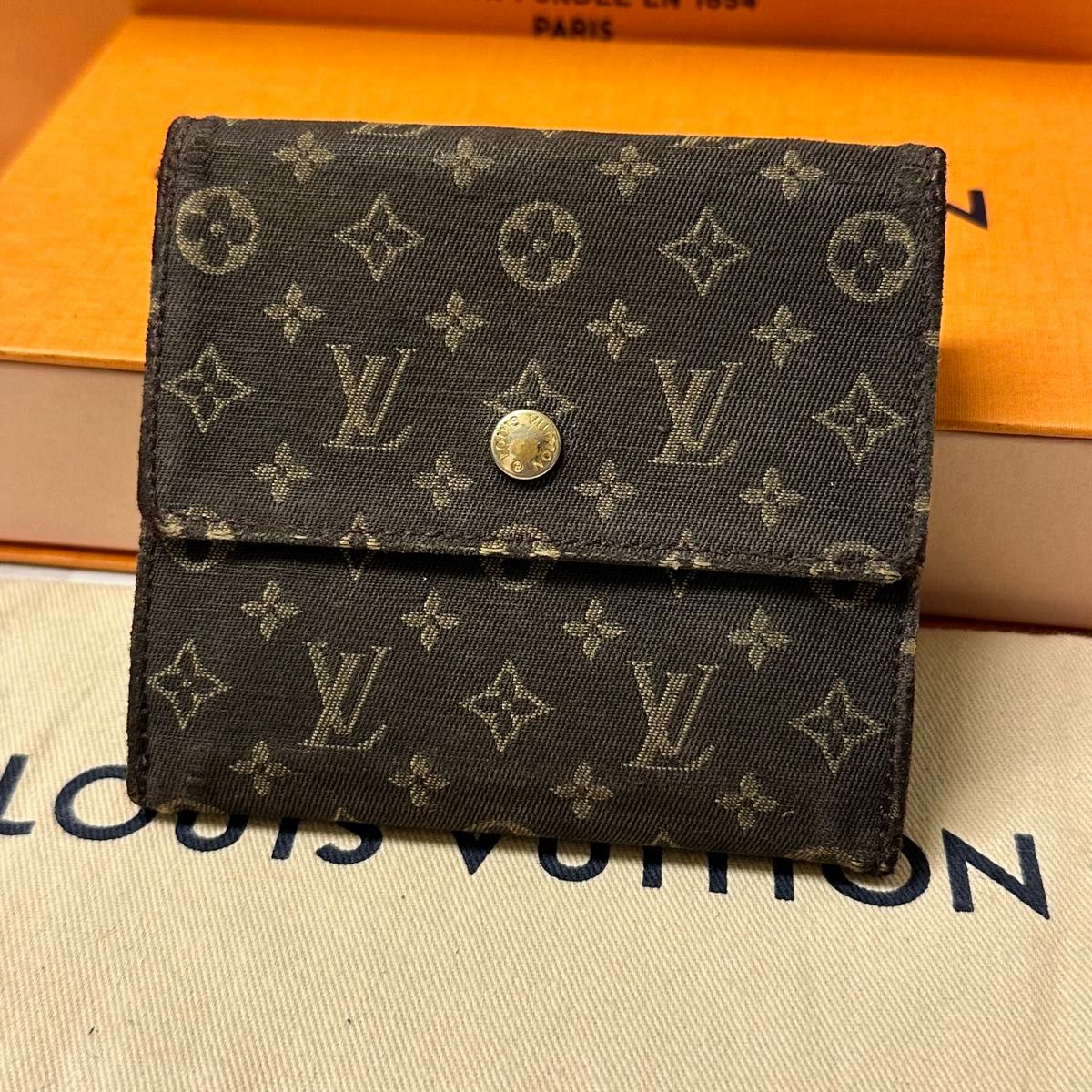 新品同様！ ルイヴィトン LOUIS VUITTON モノグラム　デニム　ポルトフォイユ　エリーズ 財布 三つ折り　折り財布