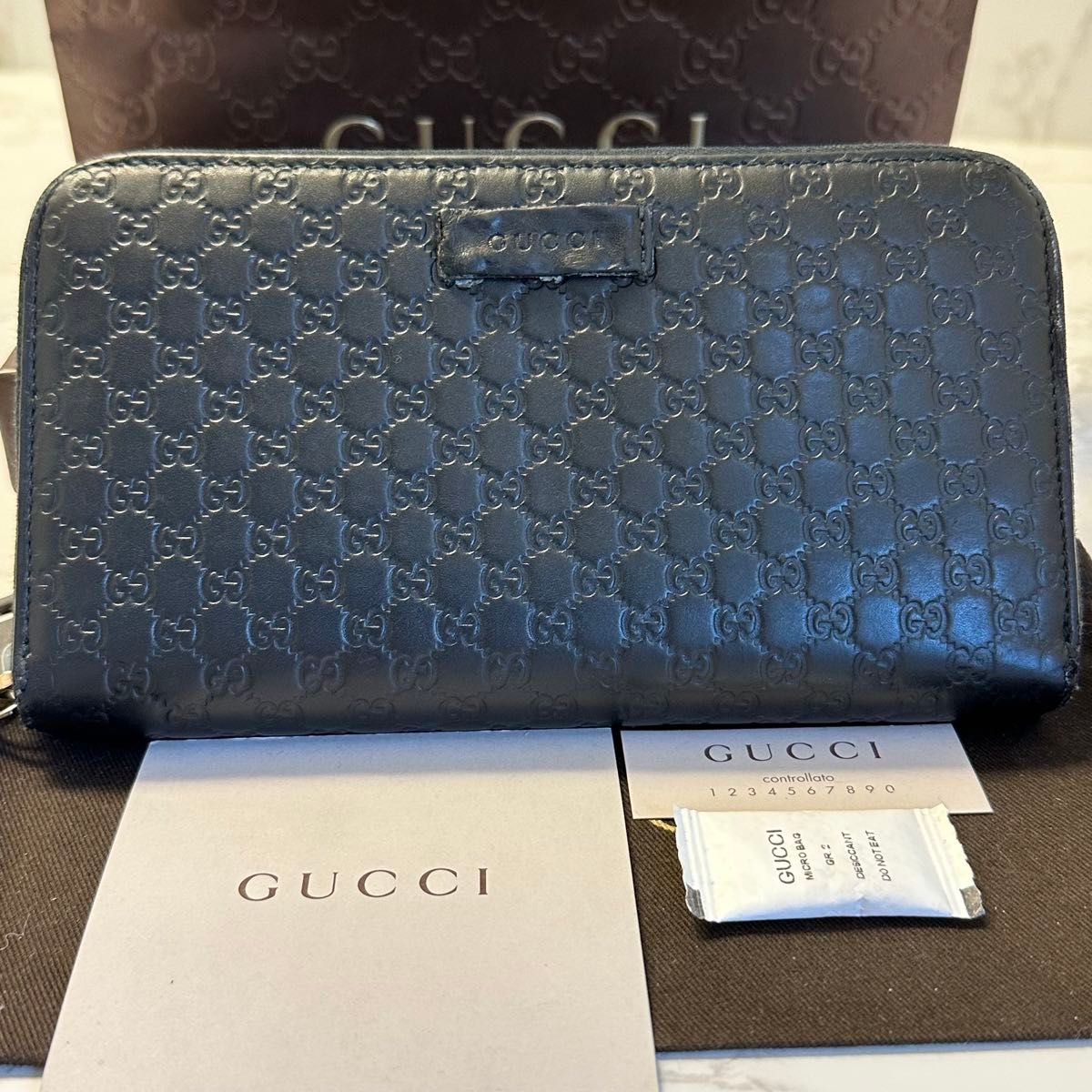 新品同様! グッチ GUCCI 財布 長財布 マイクロGG ラウンドファスナー 新品同様! グッチ GUCCI 財布 長財布 マイクロGG ラウンドファスナー