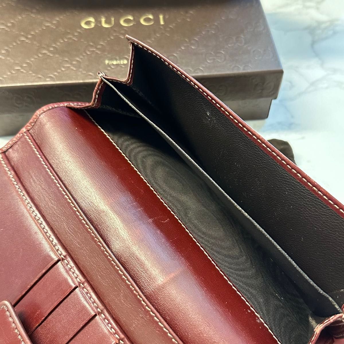 新品同様！ グッチ GUCCI 財布 長財布 シマレザー　シェリーライン