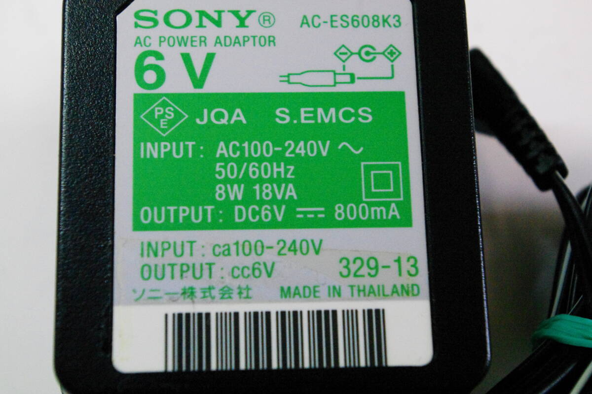 SONY ソニー 純正品 AC-ES608K3 MD/CDウォークマン/ヘッドホン用 6V 800mA ACアタブター ■JHC12の画像2