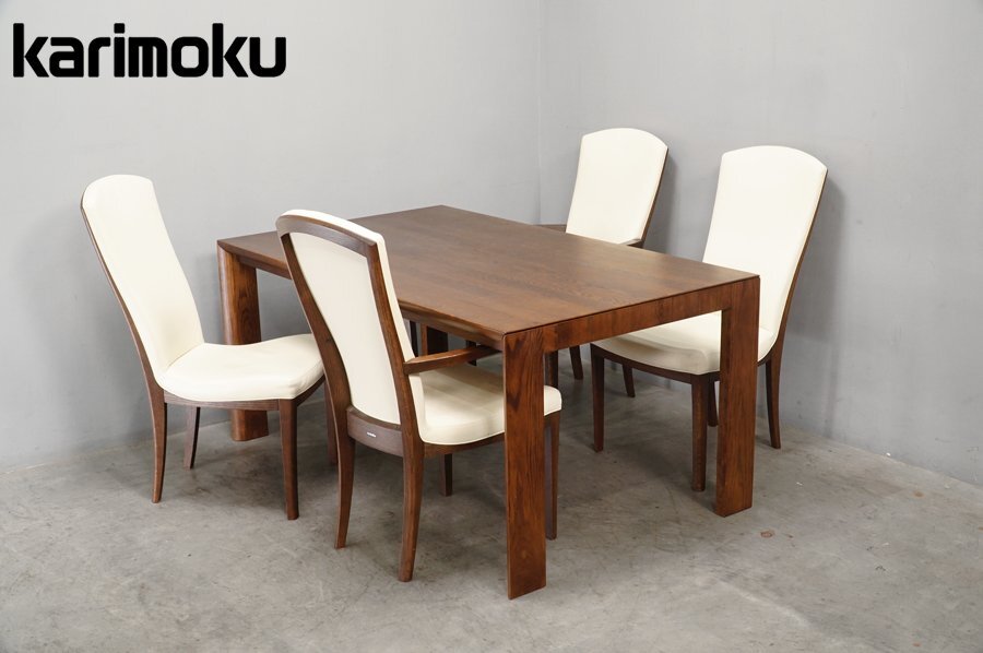 602 展示美品 Karimoku(カリモク) ダイニングテーブル(DU51モデル)+チェア(CT78モデル) 4脚セット オーク 56万の画像1