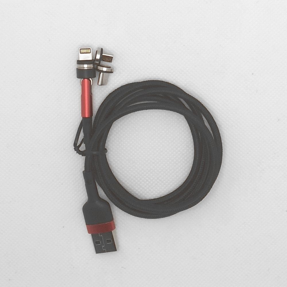 3in1 １ｍ赤色３本曲るマグネット磁石式USB充電通信ケーブルの画像2