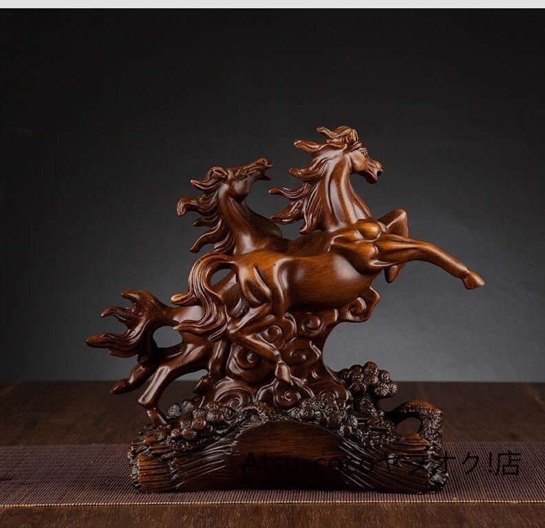 高級 跳ね馬 馬彫刻 天然木 彫刻 装飾品 風水 置物 事務所 開運_画像2