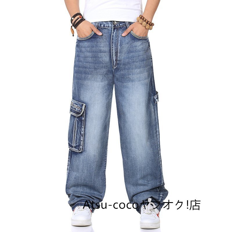 デニムパンツ デニムカーゴパンツ ヴィンテージ アメカジ 大きいサイズジーンズ メンズ バギーパンツ_画像2