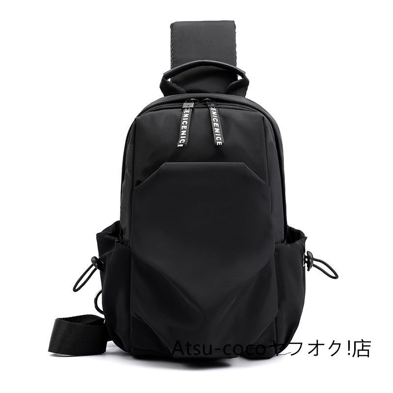 light weight high capacity thin type water-repellent black body bag men's one shoulder bag nylon outdoor diagonal .. bag largish 