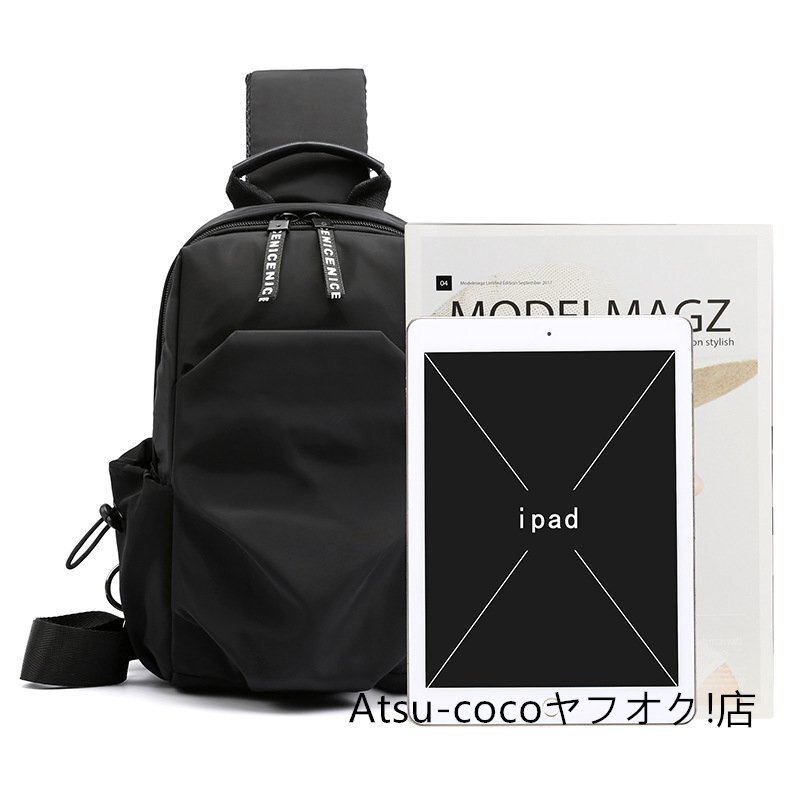  light weight high capacity thin type water-repellent black body bag men's one shoulder bag nylon outdoor diagonal .. bag largish 