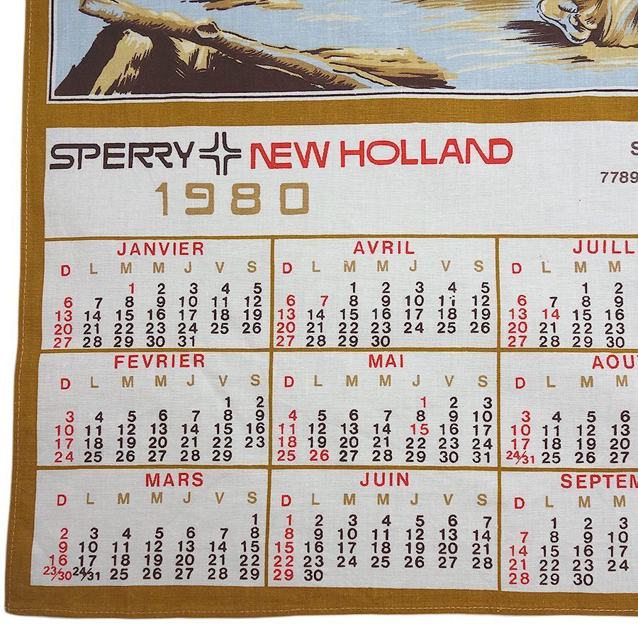 1980 year NEW HOLLAND Vintage cloth poster fabric calendar miscellaneous goods cloth 