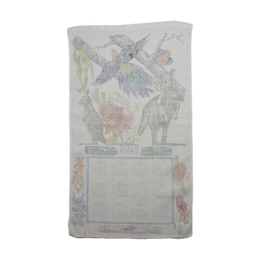  цветок . животное linen Vintage ткань ткань календарь 1985 год гобелен античный 