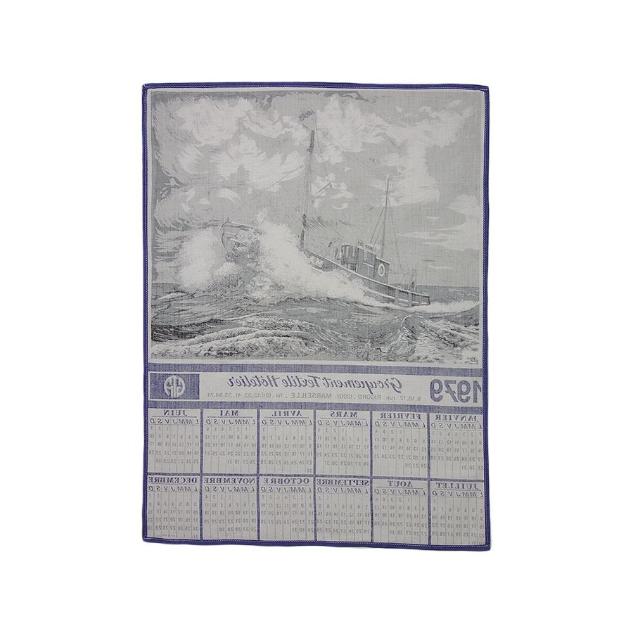  France 1979 year boat Vintage fabric cloth calendar interior kitchen miscellaneous goods 