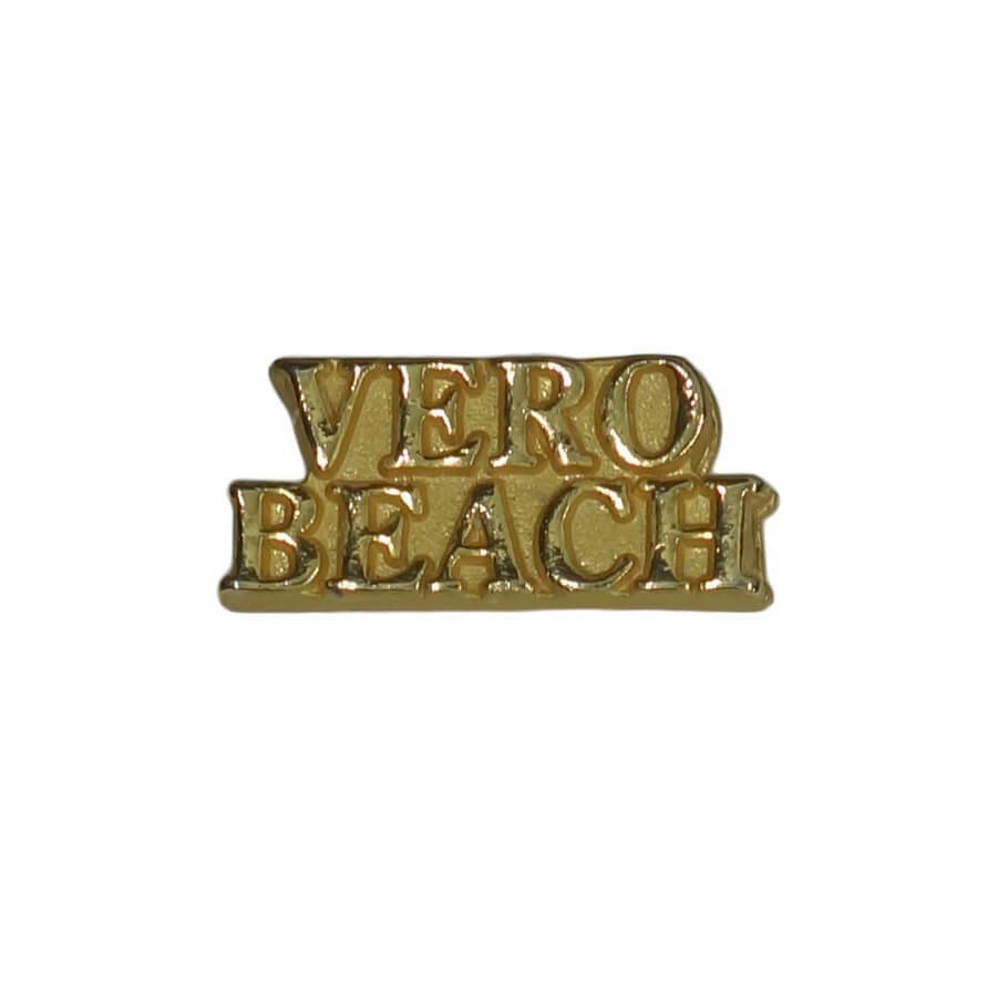 ピンズ ピンバッジ 留め具付き ピンバッチ 都市名 VERO BEACH フロリダ州 金色 文字 レトロ_画像1