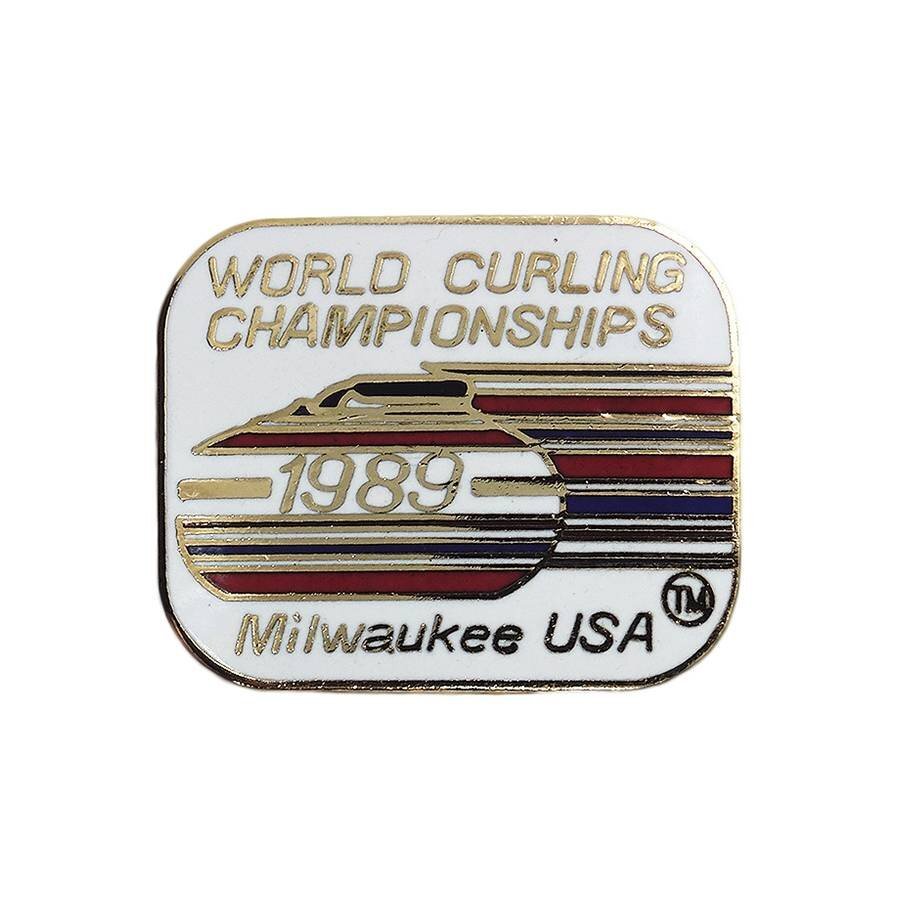 世界カーリング選手権 ヴィンテージ ピンバッジ ブローチ ピンバッチ WORLD CURLING CHAMPIONSHIPS 1989_画像1