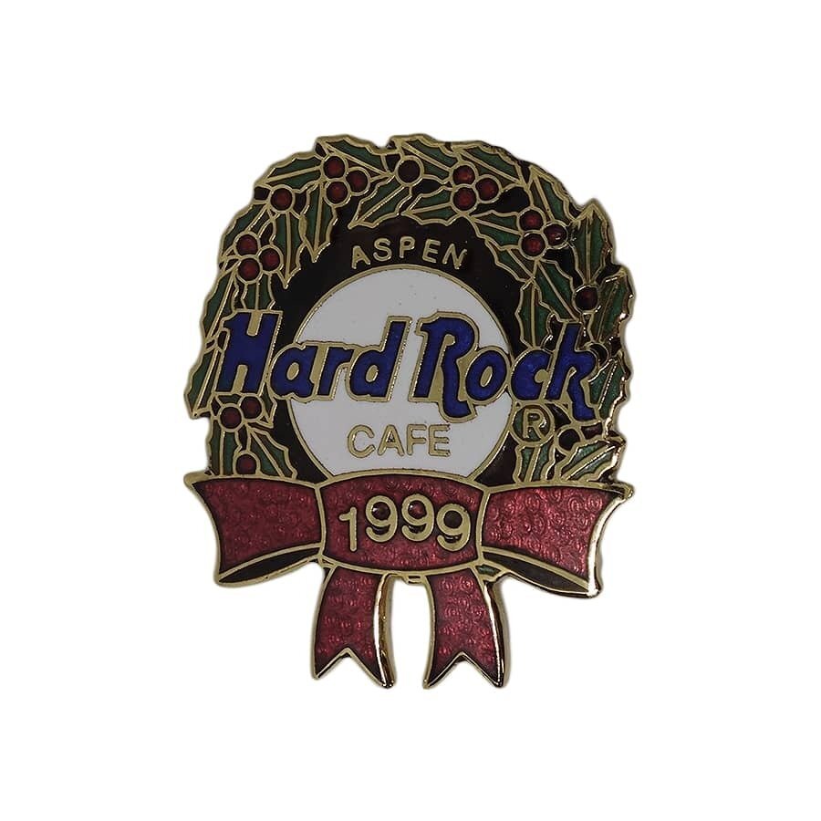 Hard Rock CAFE ブローチ ハードロックカフェ ピンバッチ ピンバッジ リースと赤リボン ASPEN 1999年 コレクター_画像1