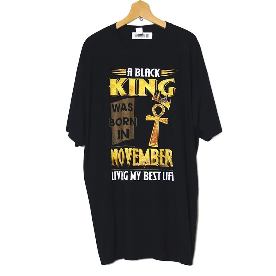 新品 tシャツ FRUIT OF THE LOOM エジプト十字に王冠 KING プリントTシャツ 黒色 半袖 メンズ 大きいサイズ 2XL ティーシャツ tee_画像1