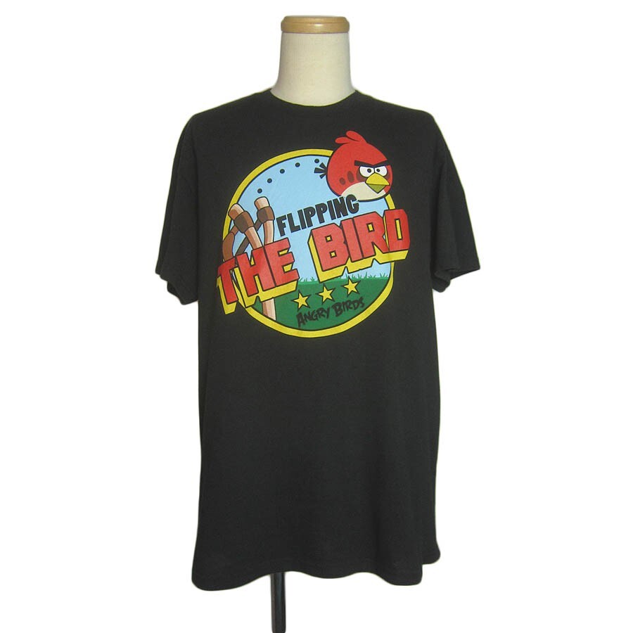 Tシャツ Angry Birds ティーシャツ キャラクター メンズL 黒 USA 古着_画像1