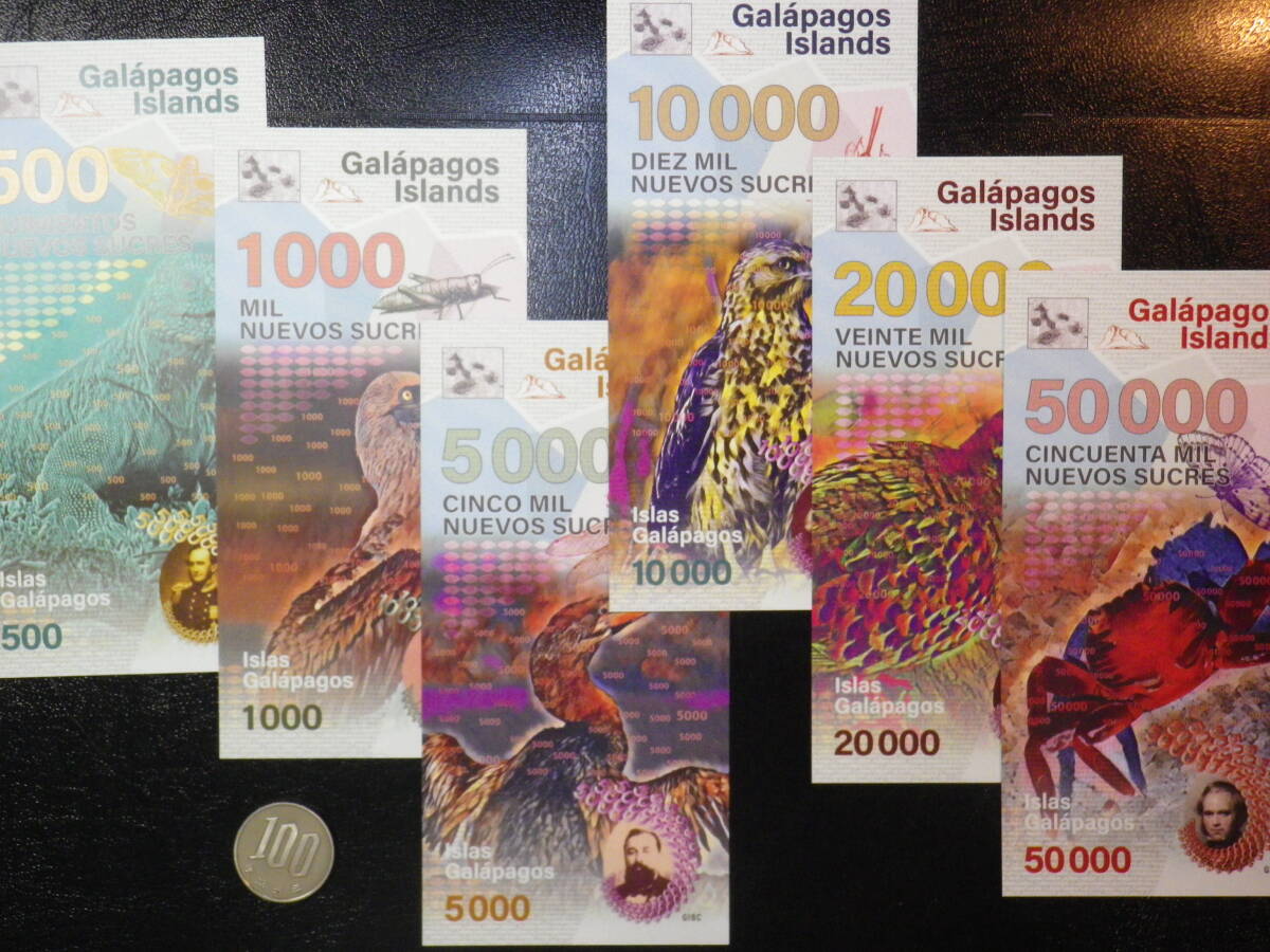 ガラパゴス諸島 2021年 ポリマー 6種6枚 未使用 (ファンタジー）海カメ、ゾウカメ、海イグアナの画像5
