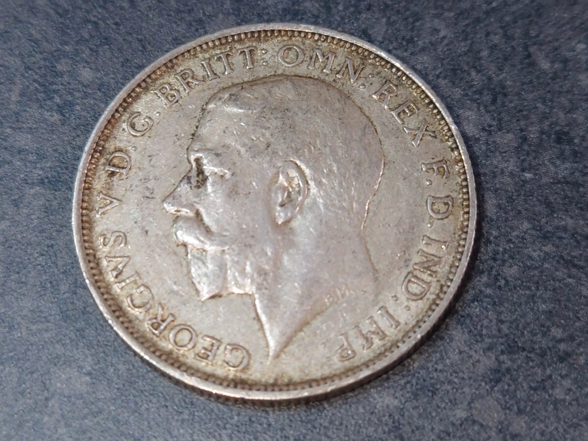 （1円スタート）イギリス　ジョージ5世　1フローリン　銀貨　1918年 1915年　2枚セット　銀 品位.925　アンティーク スターリングシルバー_画像3