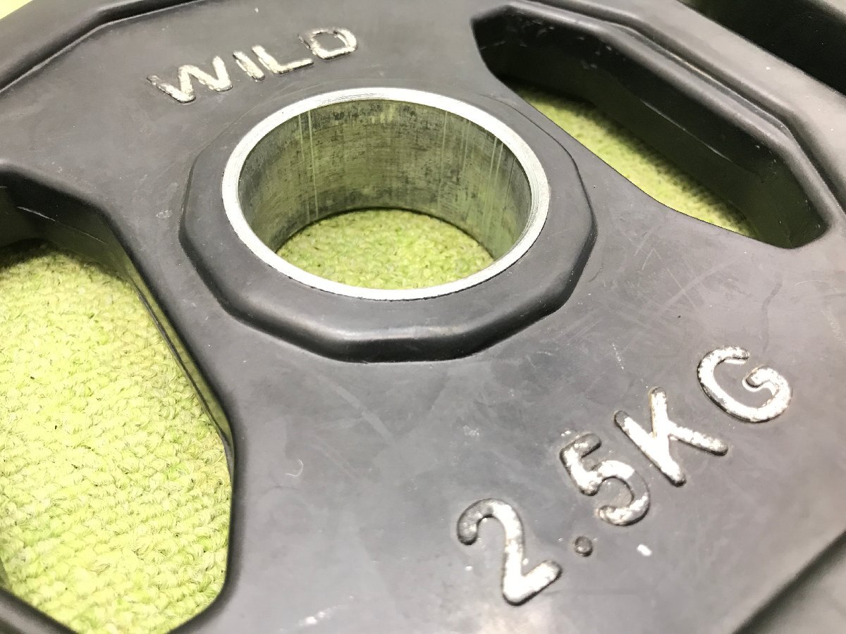 WILD FIT ワイルドフィット ラバープレート 5kg×2 2.5kg×2 総重量15kg 穴径50mm ウェイトプレート トレーニングギア 筋トレ 04080Nの画像5