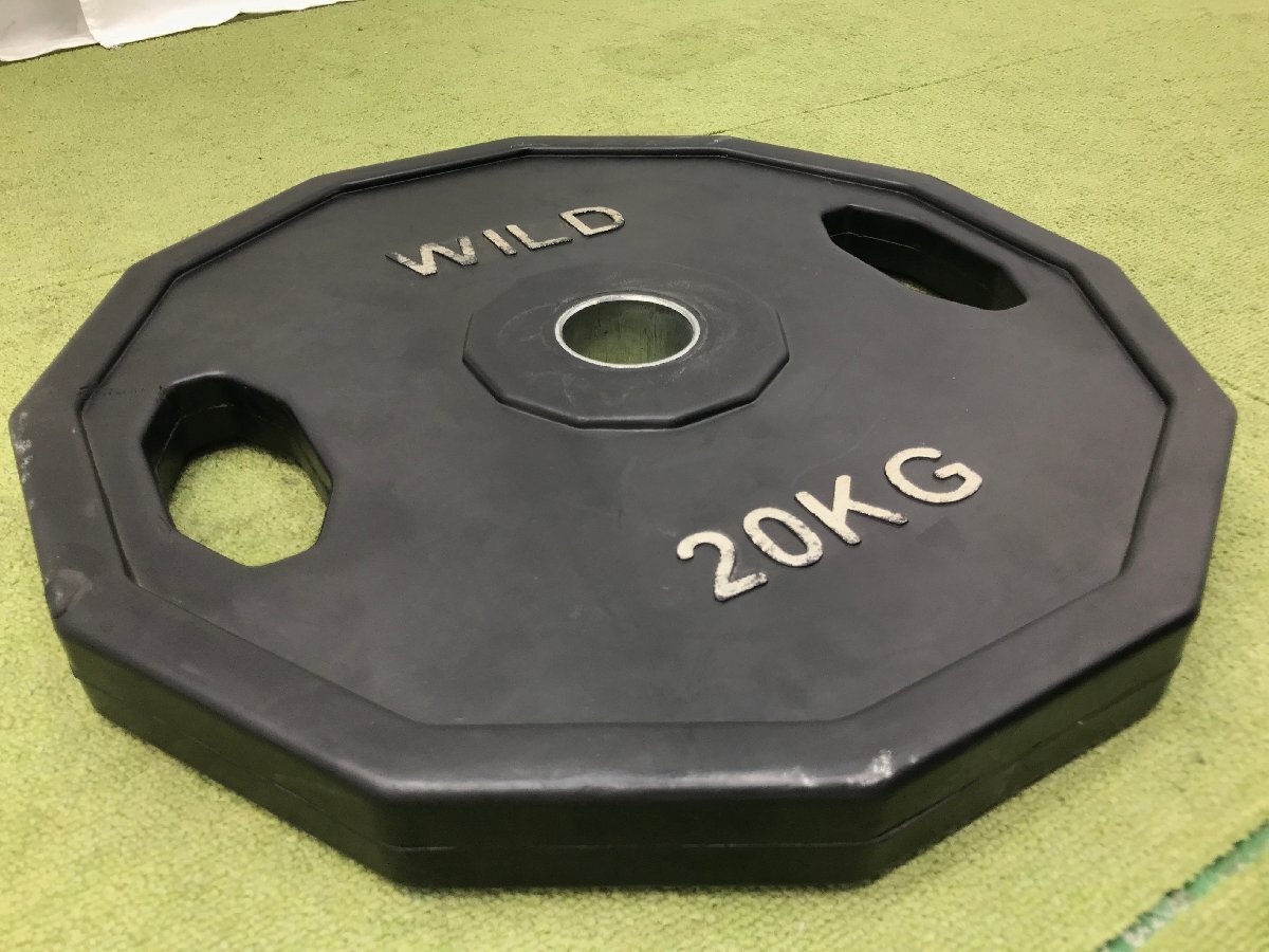 WILD FIT ワイルドフィット ラバープレート 20kg×2 ペア 総重量40kg 穴径50mm ウェイトプレート トレーニングギア 筋トレ 04076Nの画像7