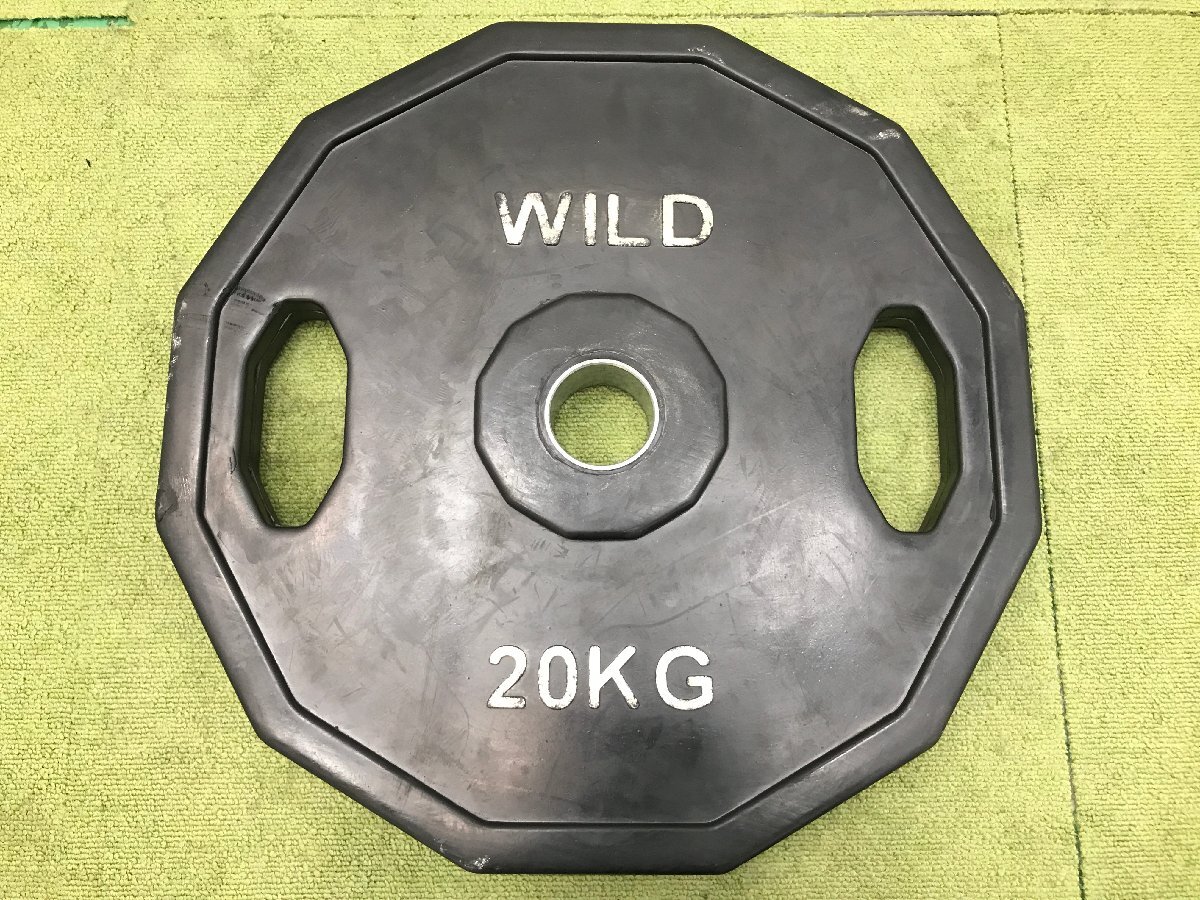 WILD FIT ワイルドフィット ラバープレート 20kg×2 ペア 総重量40kg 穴径50mm ウェイトプレート トレーニングギア 筋トレ 04076Nの画像2