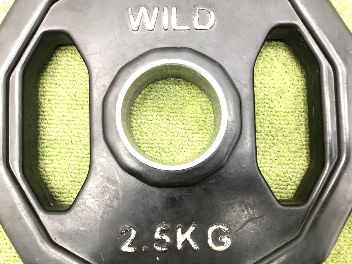 WILD FIT ワイルドフィット ラバープレート 5kg×2 2.5kg×2 総重量15kg 穴径50mm ウェイトプレート トレーニングギア 筋トレ 04080Nの画像6