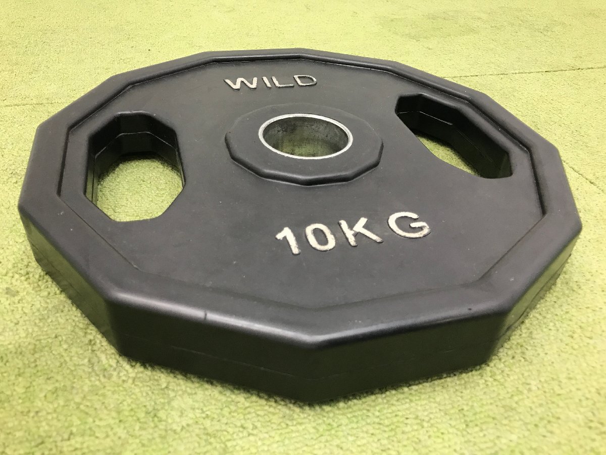 WILD FIT ワイルドフィット ラバープレート 10kg×2 ペア 総重量20kg 穴径50mm ウェイトプレート トレーニングギア ホームジム 04079Nの画像7