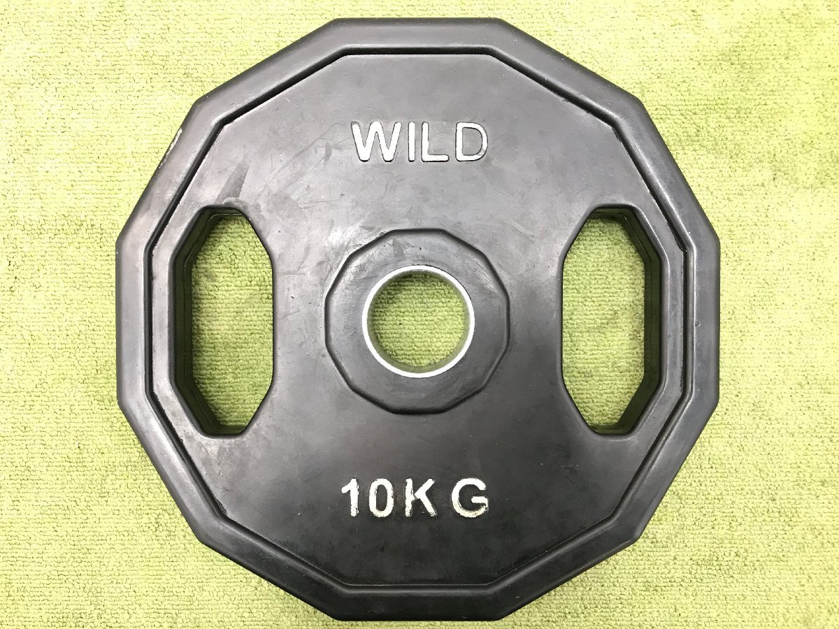 WILD FIT ワイルドフィット ラバープレート 10kg×2 ペア 総重量20kg 穴径50mm ウェイトプレート トレーニングギア ホームジム 04079Nの画像2