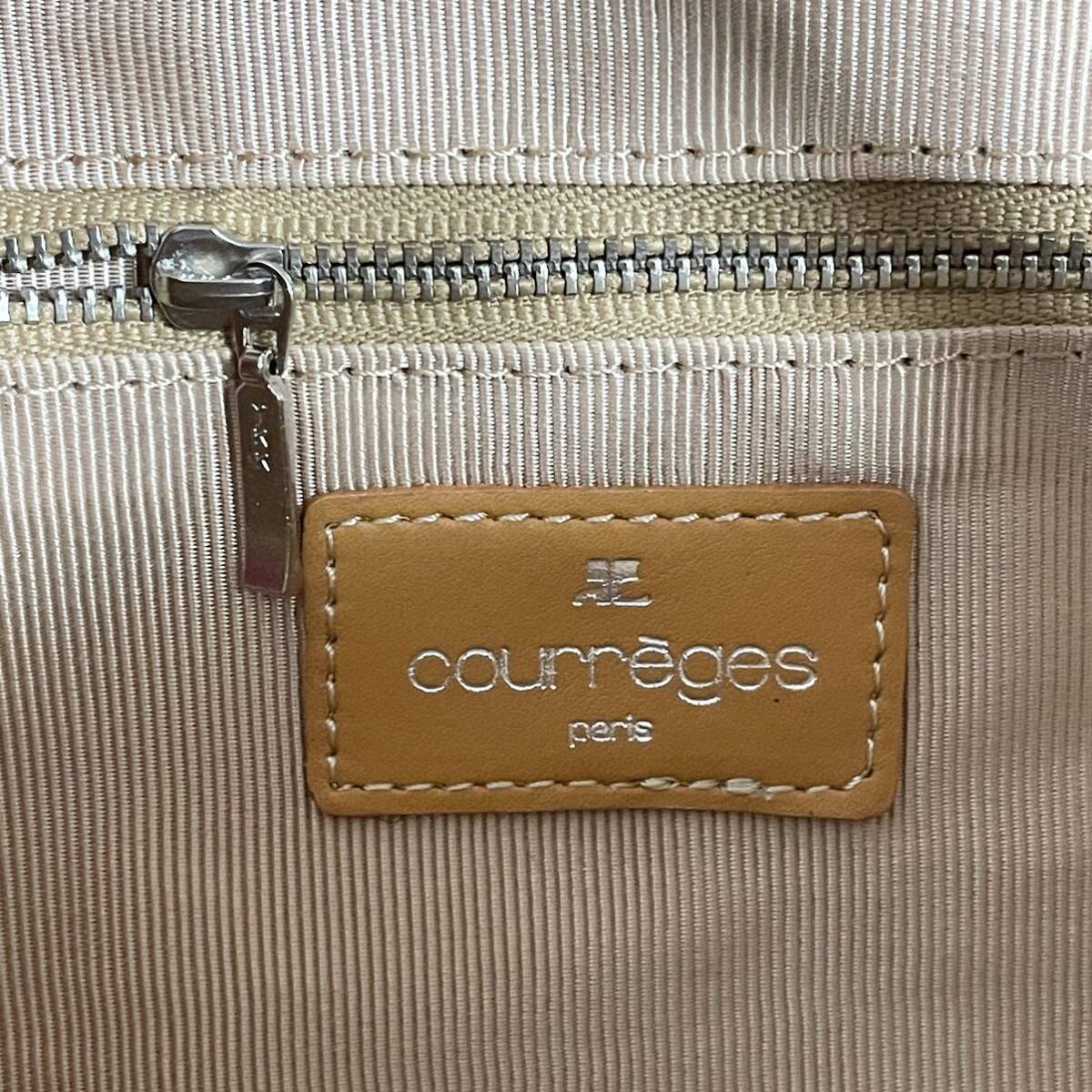 即決☆courreges クレージュ ロゴ レザー トートバッグ 肩掛けショルダーバッグ キャメル タグ付き 未使用 保管品 ハンドバッグ