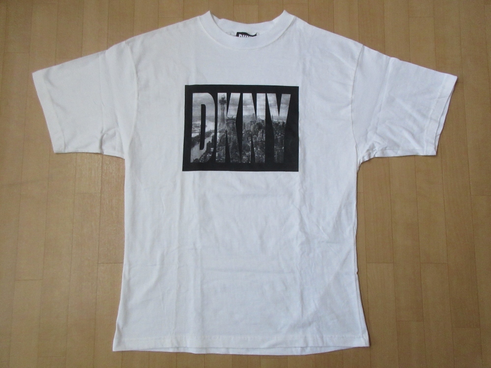 90's USA製 DKNY 自由の女神 フォト BOXロゴ Tシャツ L XL 白 ニューヨーク NYC ボックス 写真 JEANS オーバーサイズ 星条旗 SUPNY 元ネタ_DKNY　自由の女神フォトBOXロゴTシャツ表面