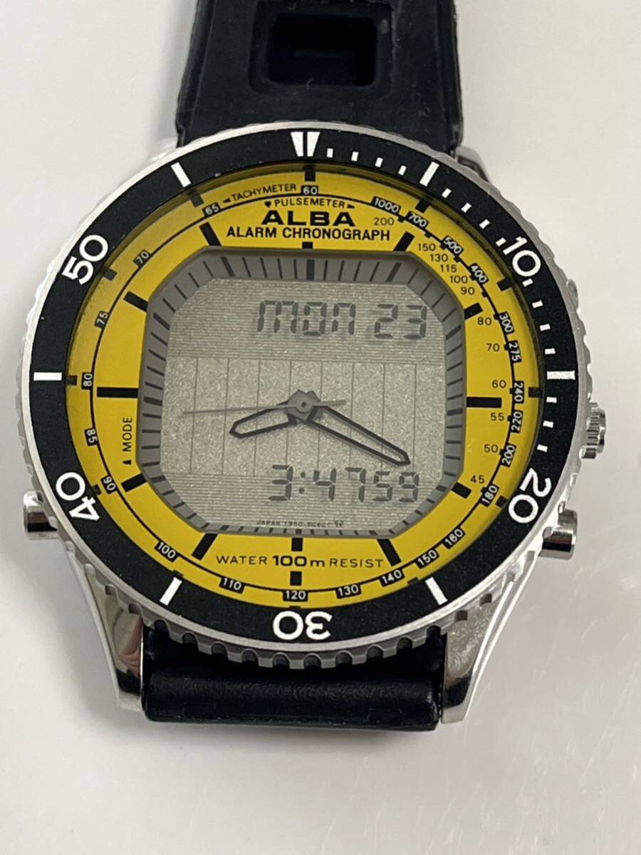 稀少 美品 デットストック級 ALBA アルバ 二重面相 ハイブリッド タグ オリジナルベルト タグ付き セイコー SEIKO デジアナ アナデジ_画像1