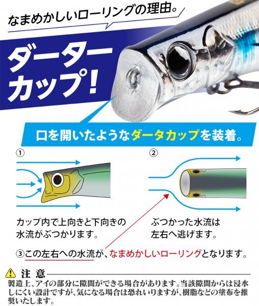 【送料185円】シーバスルアー セット ミノー ヒラメ 青物 4個 124mm 21g フローティング 移動重心 124kage-B4_画像4