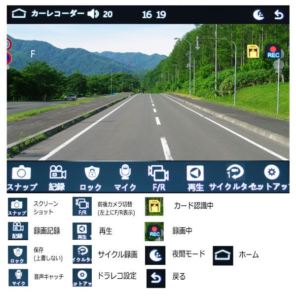 バイク専用ナビ 5インチ 前後専用ドライブレコーダー、同時録画 再生可能 CarPlay AndroidAuto iPhone スマホ SD動画 音楽ブルートゥースの画像5