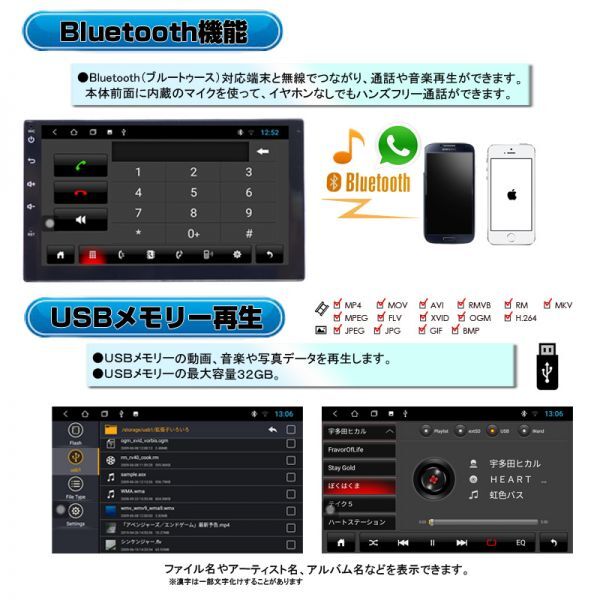 車載２ＤＩＮカーナビ７インチタッチパネルマルチプレイヤー Androidナビ搭載 WiFi ラジオ USB Bluetooth 16GB スマホ iPhone無線接続[AG9]_ラジオ、ブルートゥース内蔵