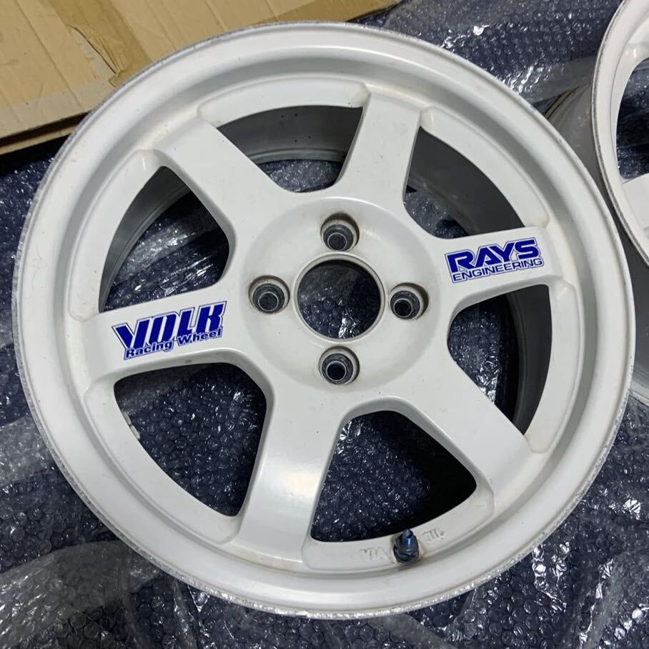 RAYS TE37 15インチ 6.5J +39 100 2本 ホワイト ジャンク ze40 ce28 sl saga sonic rpf1 tc105 volkracing の画像2