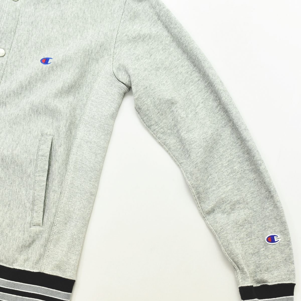 ★美品 チャンピオン champion リバースウィーブ スウェット ジャケット L グレー REVERSE WEAVE 裏パイル スエット スタジャン ブルゾン★_画像6