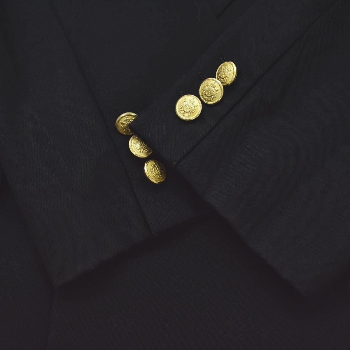 * that time thing! made in Japan 90s Vintage kent Kent double tailored jacket A5 S corresponding navy navy blue blur gold button unlined in the back no- vent *