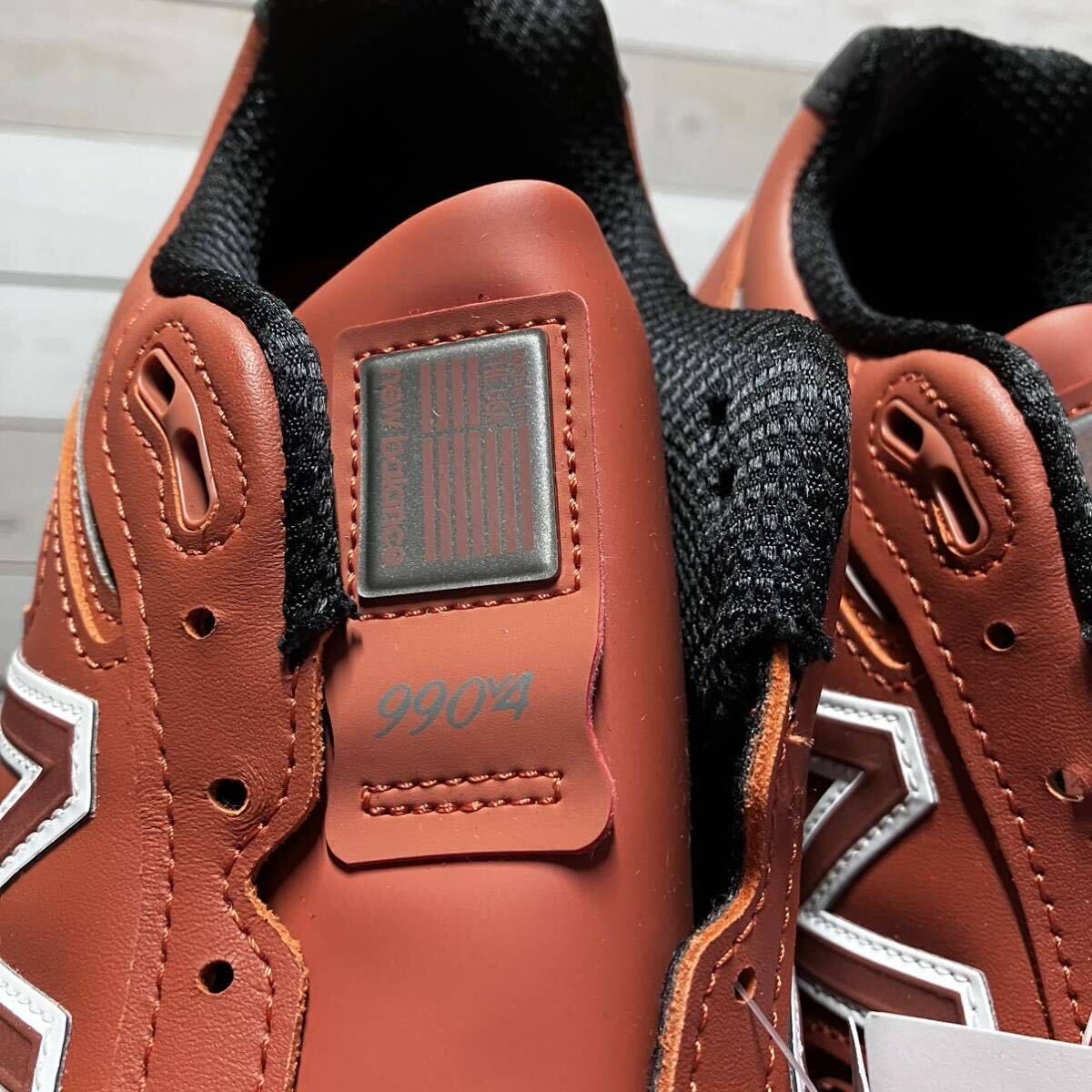 26.5cm NEW BALANCE U990 V4 RB4 MAHOGANY BROWN BLACK MADE IN USA 990 LEATHER ニューバランス アメリカ製 マホガニー ブラウン ブラックの画像4